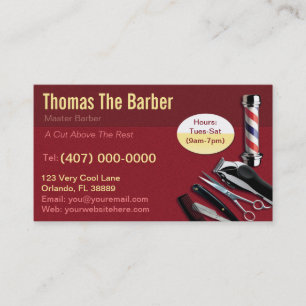 Barber Business Card (barbershop pole - clippers)