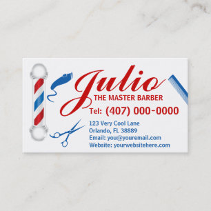 Barber Business Card Design (Customizable, pole)