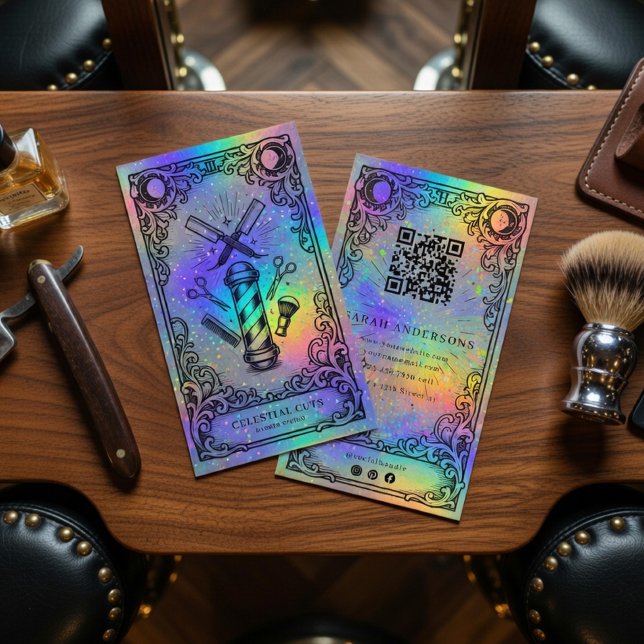 Barber Business Card | Holographic Barbershop  (Creator Uploaded)