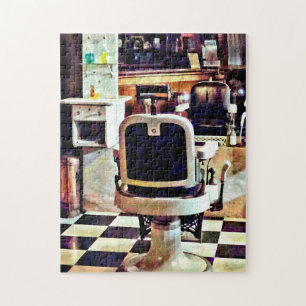 Barber Chair and Bottles of Hair Tonic Jigsaw Puzzle
