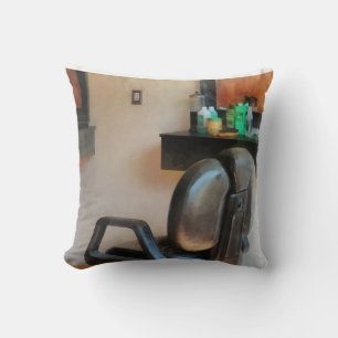 Barber Chair and Hair Supplies Throw Pillow