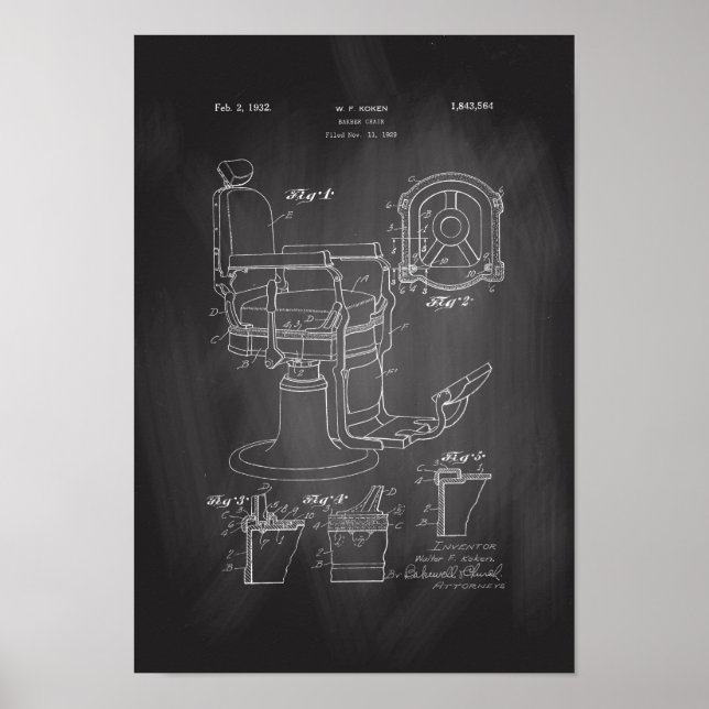 Barber Chair Patent Print Barber Shop Decor Poster (Front)