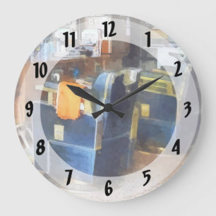 Barber Chair With Orange Barber Cape Large Clock