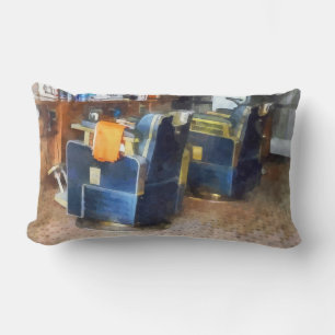 Barber Chair With Orange Barber Cape Lumbar Pillow