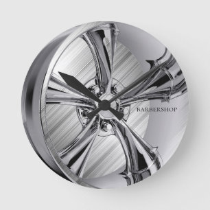 barber Chrome rim Round Clock