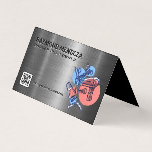 Barber Clippers QR Code Scissors Business Card