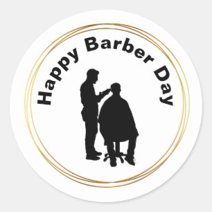 Barber Day Stickers with Barber Silhouette