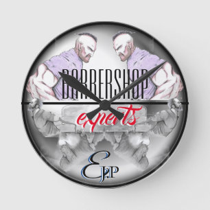 barber drawing round clock