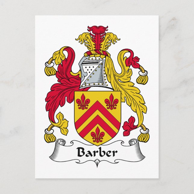 Barber Family Crest Postcard (Front)