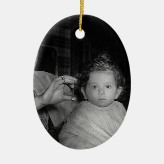 Barber - First Haircut Ceramic Ornament (Front)