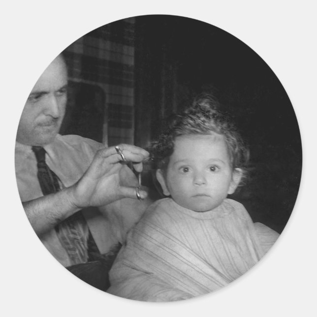 Barber - First Haircut Classic Round Sticker (Front)