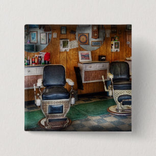 Barber - Frenchtown, NJ - Two old barber chairs 2 Inch Square Button