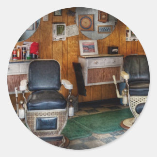 Barber - Frenchtown, NJ - Two old barber chairs  Classic Round Sticker