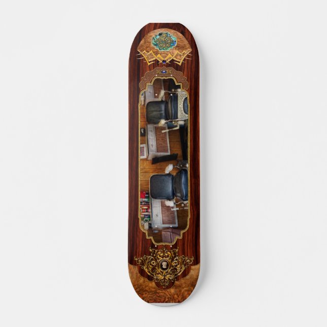 Barber - Frenchtown, NJ - Two old barber chairs  Skateboard (Front)