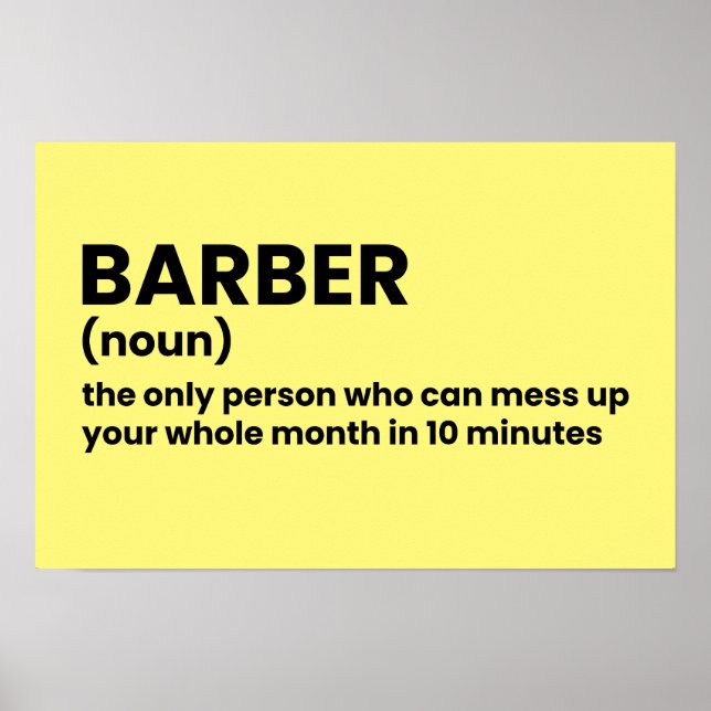 Barber Funny Definition Wall Art (Front)