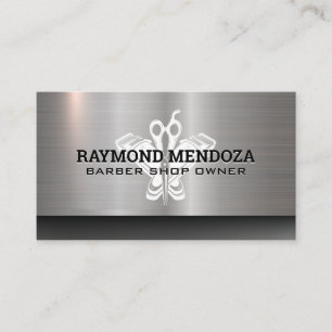 Barber Hair Clippers Scissors Metallic Business Card