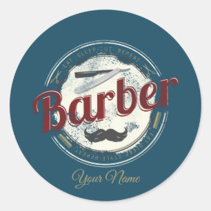 Barber Hair Hustler Hairdresser Retro Hairstylist Classic Round Sticker