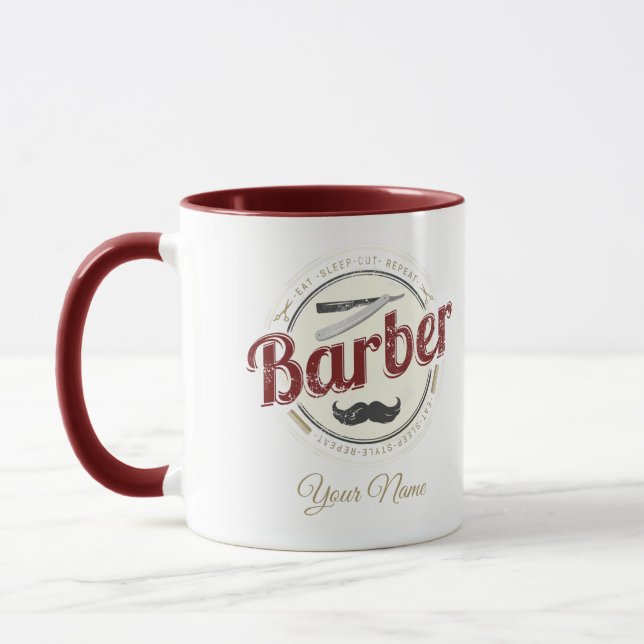 Barber Hair Hustler Hairdresser Retro Hairstylist Mug (Left)