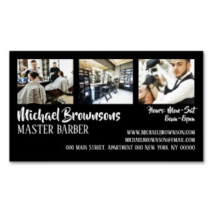 Barber Hair Man shop custom photo Magnetic Business Card