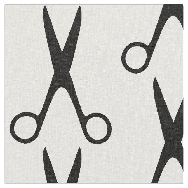 Barber hair salon black scissors white pattern fabric (Close Up)