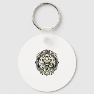 Barber Hair Salon Cat Funny Cat Graphic - Barber H Keychain