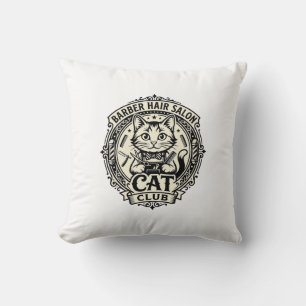 Barber Hair Salon Cat Funny Cat Graphic - Barber H Throw Pillow