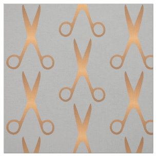 Barber hair salon gold scissors grey pattern fabric