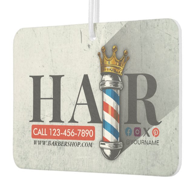 Barber Hair Shop King Crown Barber Pole Hair Salon Air Freshener (Left)