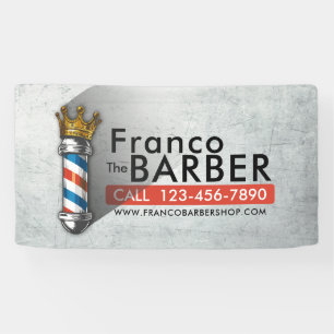 Barber Hair Shop King Crown Barber Pole Hair Salon Banner