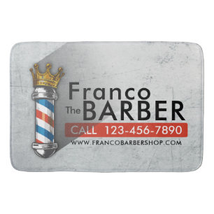 Barber Hair Shop King Crown Barber Pole Hair Salon Bath Mat