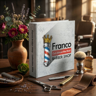 Barber Hair Shop King Crown Barber Pole Hair Salon Binder