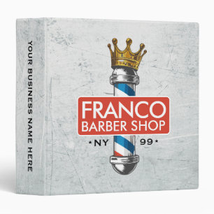 Barber Hair Shop King Crown Barber Pole Hair Salon Binder