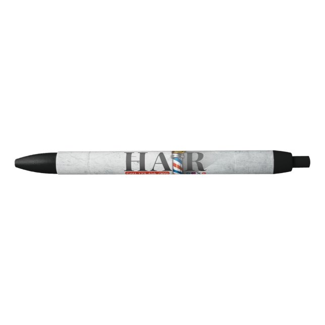 Barber Hair Shop King Crown Barber Pole Hair Salon Black Ink Pen (Front)