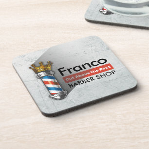 Barber Hair Shop King Crown Barber Pole Hair Salon Coaster