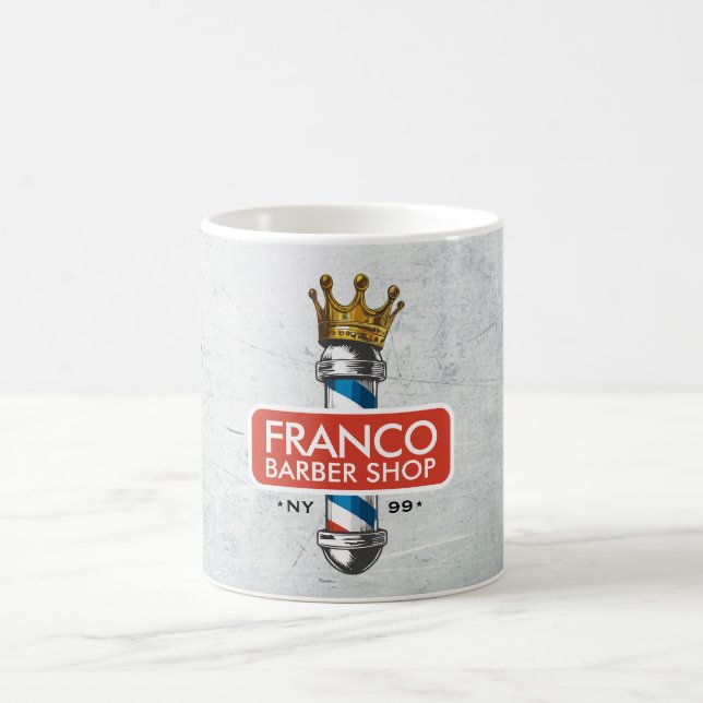 Barber Hair Shop King Crown Barber Pole Hair Salon Coffee Mug (Center)