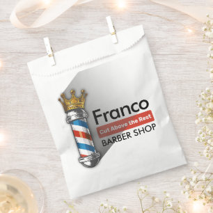 Barber Hair Shop King Crown Barber Pole Hair Salon Favour Bag