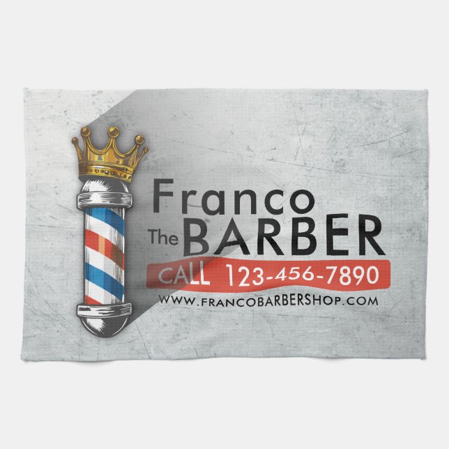 Barber Hair Shop King Crown Barber Pole Hair Salon Kitchen Towel (Horizontal)