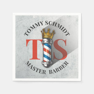 Barber Hair Shop King Crown Barber Pole Hair Salon Napkin