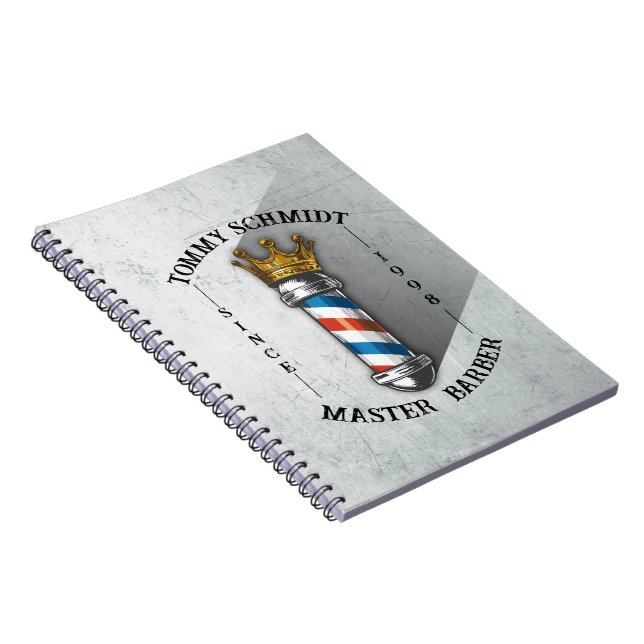 Barber Hair Shop King Crown Barber Pole Hair Salon Notebook (Right Side)