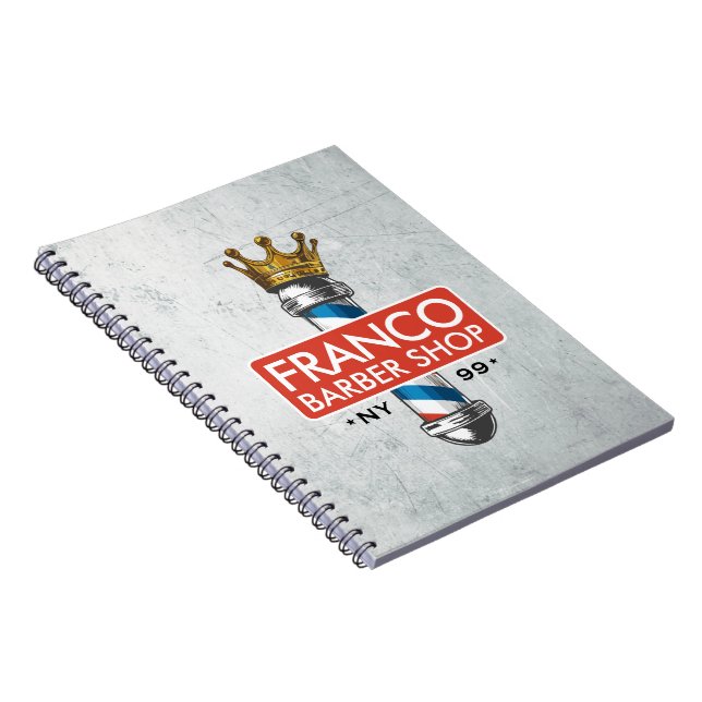 Barber Hair Shop King Crown Barber Pole Hair Salon Notebook (Right Side)