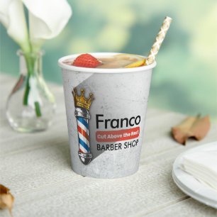 Barber Hair Shop King Crown Barber Pole Hair Salon Paper Cups
