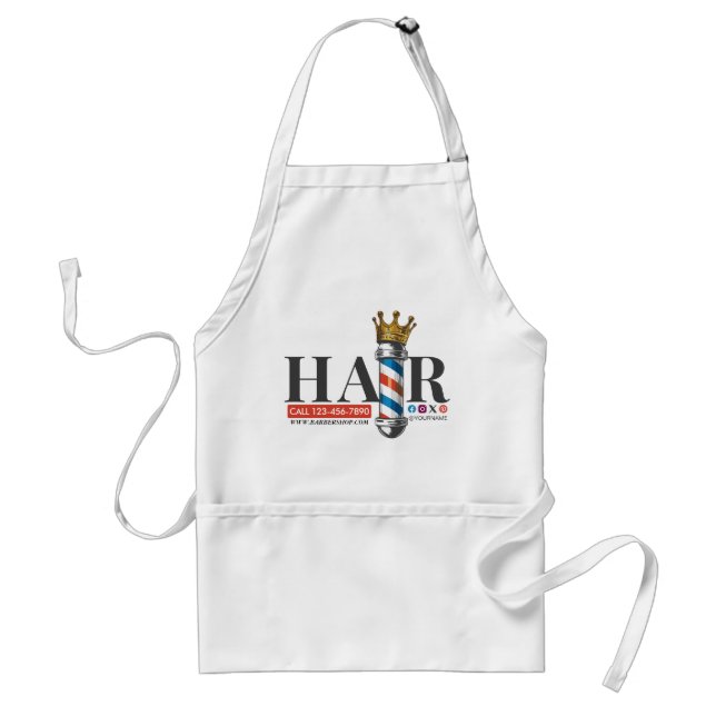 Barber Hair Shop King Crown Barber Pole Hair Salon Standard Apron (Front)