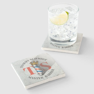 Barber Hair Shop King Crown Barber Pole Hair Salon Stone Coaster