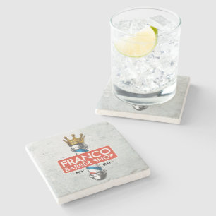 Barber Hair Shop King Crown Barber Pole Hair Salon Stone Coaster