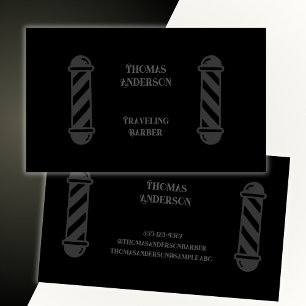 Barber Haircut Minimalist Black Grey Business Card