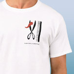 Barber Hairdresser Business T-Shirt<br><div class="desc">Scissors and comb,  perfect for barbers,  stylists or hairdressers. Original art by Nic Squirrell.  Change the name,  text and image to customize. Great worn by staff or to sell or use as a promotional giveaway to clients and customers.</div>