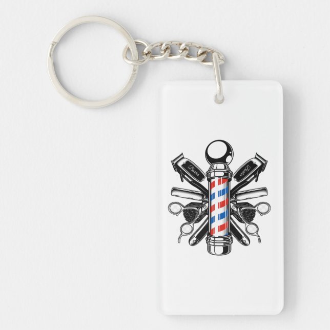  Barber, hairdresser, hair hustler, haircutter Keychain (Front)