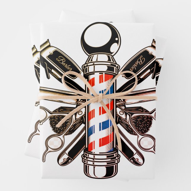  Barber, hairdresser, hair hustler, haircutter Wrapping Paper Sheet (In situ)