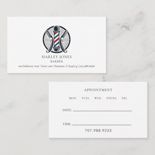 Barber Logo Template Appointment And Business Card (Front/Back)