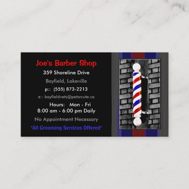 Barber / Men's Hair Stylist Business Cards (Front)
